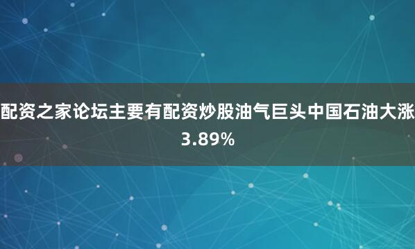 配资之家论坛主要有配资炒股油气巨头中国石油大涨3.89%
